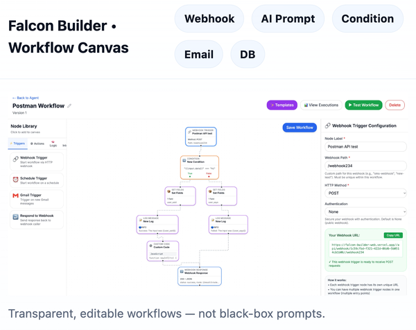 Falcon Builder is Live — Build AI Agents Without Code